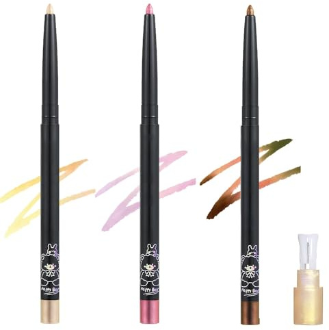 3 Stück Metallic Eyeliner Chameleon Eyelinerstift, Metallic Glitzer Kajalstift, Hypoallergener, Wasserfest & Wischfest Eyeliner Stick, Farbverlaufendes Multichrome Lidschatten, Langlebig Geschmeidig