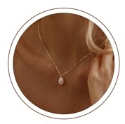 Fezodo Perlenkette Damen, Wasserfest 18K Gold/Silber Vergoldet Perlenkette | Perlenohrringe Set mit Perlenarmband, Verstellbares Brautschmuck Gold Halskette für Frauen Damen Schmuck