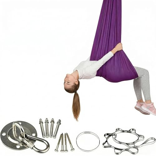 Hängeschaukel Hängematte mit hoher Tragfähigkeit 150kg, 280x150cm, stabil für Innen und Außen Entspannung, Dunkellila