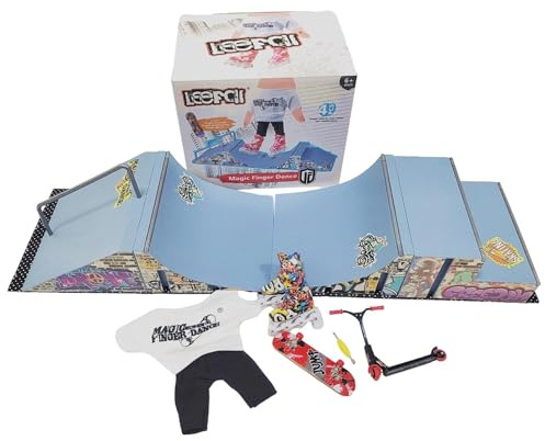 Fingerboard Park-Spielzeugset – Modulares Rampen- Und Treppendesign, Inklusive Professionellem 96-mm-Deck, Schlagfestes Polymer + Rutschfeste Basis, Verstärkte Synthetikkonstruktion – Für Desktop-Stun