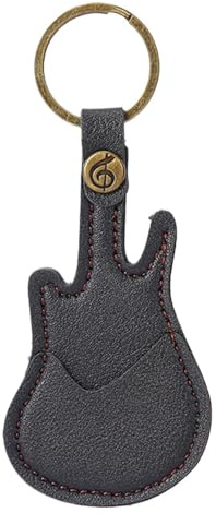 Genérico Bas plektrumhållare gitarr plektrumhållare nyckelring med bas arrangör och PU musikinstrument lädertillbehör nyckelfodral