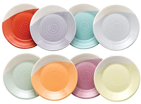 Royal Doulton Mixed Set-1815 Bright Collection Plate Set of 8-Plates for Dinner, Pasta, Cereal & Soup, Various Sizes, Porcelain, 16cm