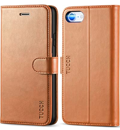 TUCCH Walletcase für iPhone SE 3 Hülle 5G iPhone 8/7 Handyhülle [TPU] [Kartenfächer] [Standfunktion] [Magnet] Tasche Stoßfeste Schutzhülle kompatibel mit iPhone SE 2022/2020 (4,7 Zoll) Braun