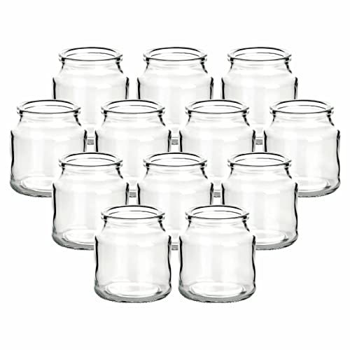 gouveo Set di 12 bicchieri da tè Rondo - Porta tealight 7 x 7,7 cm - Bicchiere a vento rotondo per giardino, terrazza, balcone - Bicchiere deco 200 ml per matrimonio, compleanno, festa