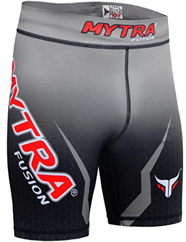 Mytra Fusion Tudo Shorts Compression Shorts MMA Thermal Compression Shorts Crossfit Base Layer Running Short Heat Gear Trunks Vale Tudo (Black Grey, Small)