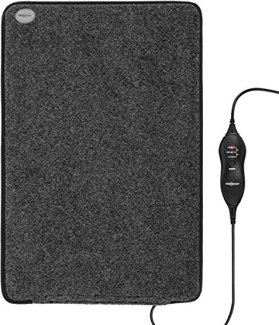 OneConcept Magic-Carpet DX - Heizmatte, Heizteppich, elektrisch, 100 Watt, 3 Heizstufen, Timer Funktion, 60 x 40 cm, geringer Stromverbrauch, strapazierfähig, Bezug waschbar, grau