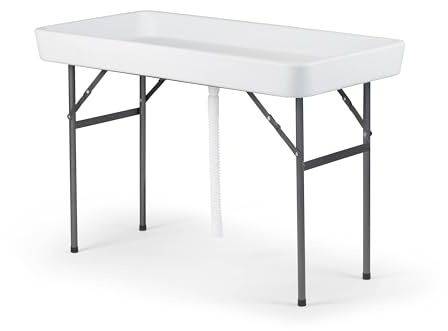 Old Cedar Outfitters Fill and Chill Ice Cooler Folding Table with Large Sink and Drain for Cleaning Fish and Game and Keeping Fish and Food Cold for Parties, Camping and Cleaning