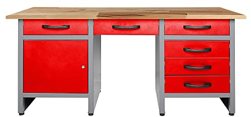 Ondis24 4250627237549 - Banco da lavoro Harry, 170 cm, colore: Rosso