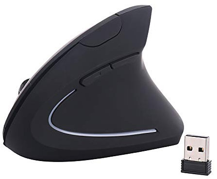 Ellenne Wireless Vertical Mouse WiFi ERGONOMIC Design Wrist Tunnel Carpal 1600DPI (Black)