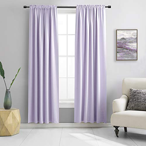 DONREN panelgardiner för sovrum, 2 paneler, mörkläggningsgardiner för rum, värmeisolerade gardiner för vardagsrum, B 107 x L 213, lavendel, lila