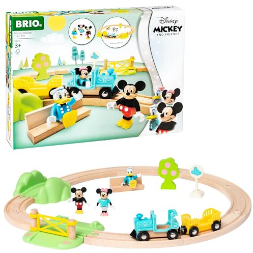 BRIO World 32277 Micky Maus Eisenbahn-Set - Ergänzung Holzeisenbahn - Empfohlen ab 3 Jahren