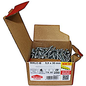 KLIMAS Lot de 250 vis à ferrure d'angle 5 x 30 mm - Vis de raccordement à bois avec ETA