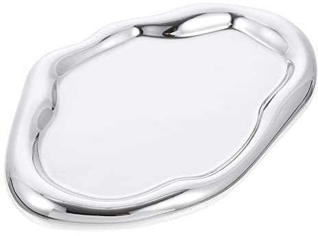 EXCEART Servierplatten Eitelkeit Fach Dessertplatte Kuchenplatte Schmuck Teller Ring Teller Kosmetik Organizer Obst Dish Wohnkultur Silber