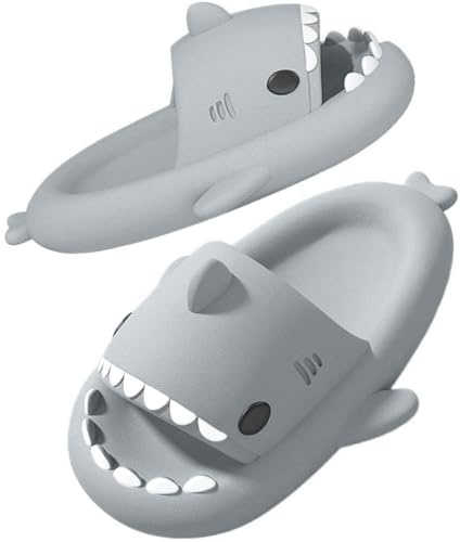 SAGUARO Chaussons Homme Femme Maison Confortable Claquettes Requin Adulte Maison Piscine Plage Décontractées Pantoufles Bain Douche Antidérapantes Chaussures Requin Gris 44/45