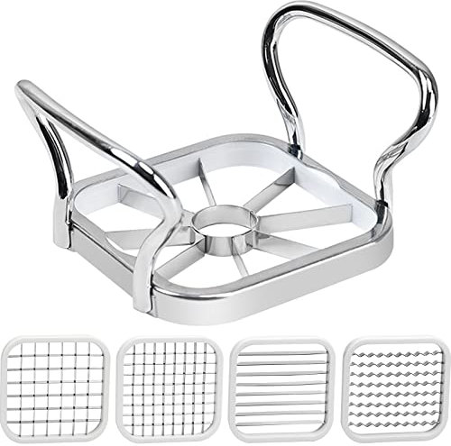 Xiumeso Cortador 5 en 1 de Patatas Fritas y Verduras - Acero Inoxidable, Picador de Frutas, Herramienta para Freír, Utensilios de Cocina