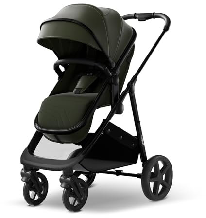 Mompush Wiz 2 in 1 Baby Stroller with Infant Pramette Mode, One Hand Fold Convertible Newborn to Toddler Stroller with Reversible Seat and Large UPF 50+ Canopy