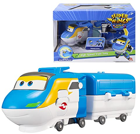 Super Wings - Treno Trasformabile Robot Tony Adatto A Bambini E Bambine Di 3 4 5 6 7 Anni, Figure D'Azione Del Treno Di Trasformazione Per Il Gioco Prescolare E Regali Di Compleanno, 5 Pollici