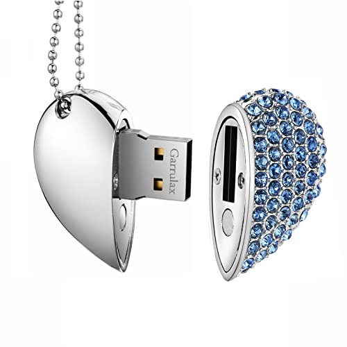 GARRULAX Clés USB 3.0, 32 Go Heart Diamond High Speed USB 3.0 Stockage de données Flash Drive Memory Pen Stick Flash Disk Pendrive (Bleu)