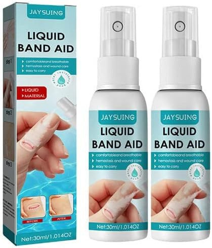 Liquid Bandage Spray,30ml Liquid Skin Bandage,Skin Liquid Bandage Spray, Quick-Dry Spray Plasters for Wounds, Liquid Bandage Spray, for Minor Cuts, Scrapes, Wounds, Cracked Skin (2 Packs)