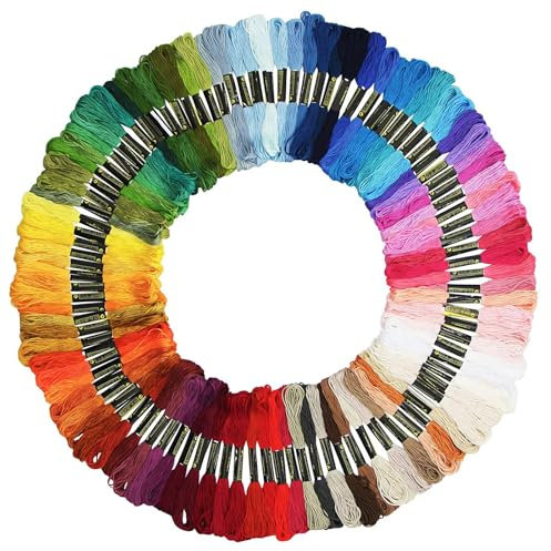 100 Farben Stickgarn Set,Knüpfgarn,Garn für Freundschaftsbänder,Perlgarn,Embroidery Thread,Embroidery Floss,für Kreuzstichfaden,Flechten,Stickerei,5m