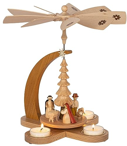 Richard Glaesser Pyramid of Christ Birth for Tea Lights from Seiffen in the Ore Mountains