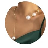 Sexy Pearl Collar Necklace for Women Elegant Open Adjustable Pearl Choker Necklace Bikini Pearl Body Jewelry Metal Big Ball Chain Necklace Summer Statement Clavicle Chain Jewelry, alloy