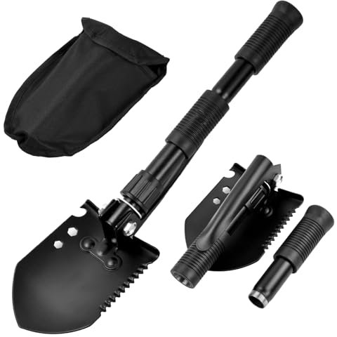 Stabiler Gartenschaufel aus Kohlenstoffstahl, Multifunktionaler Klappspaten, Faltbare Schaufel Garten Unentbehrliches Zubehör Einsetzbar im Freien (S Schwarz)