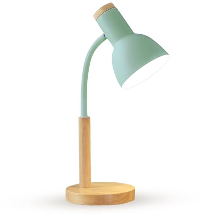 OKSANO Schreibtischlampe, LED Leselampe im Klassichen Holz Design,E27 Socket,Verstellbarem Arm, Kinder Tischlampe für Schlafzimmer,Wohnzimmer (grün)