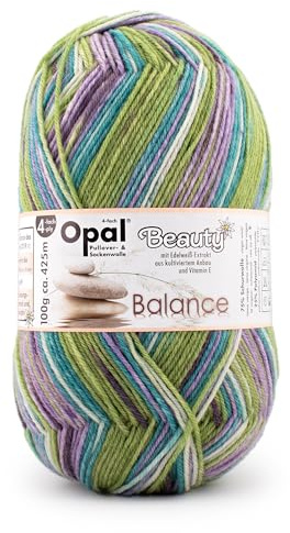 Opal Beauty Balance (425m) 4-Ply Yarn - Wool-Blend, for Knitting Wonderfully Warm Socks, 11404, 1 x 100g