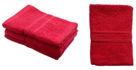 3 Pack Face Cloths Face Flannels 100% Egyptian Cotton Face Towel Colour Red