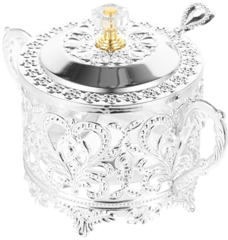 MOLUCKFU Juego de recipientes de especias de cristal, 2 unidades, con marco de hierro, tarro de almacenamiento para azúcar, sal y especias, organización de cocina, 6 x 4 x 3,5 pulgadas, tapa hermética