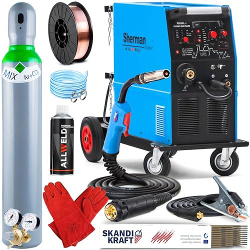 Sherman DIGIMIG 360 Puls - poste a souder mig avec gaz 400V - soudage: MIG MAG, MMA et TIG - poste a souder fil fourré avec 4 roulettes dévidoir de fil, inductance - Kit Pro