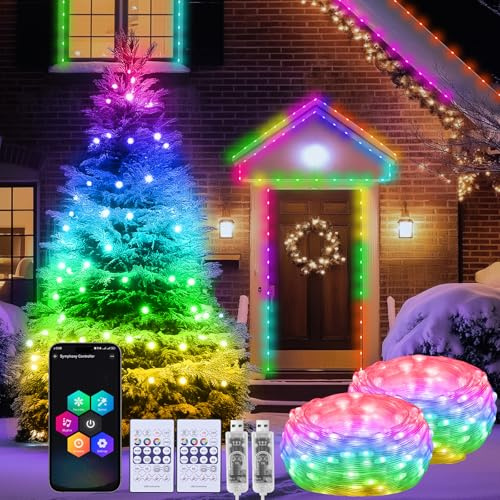 Diealles Shine RGB Lichterkette 10M Sync Musik, Fern- und App-Betrieb, Wasserdicht, für Weihnachten, Halloween und Fotos