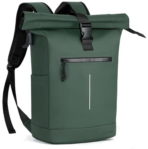 Lekeinchi Großer Rolltop Rucksack Wasserdicht, 17 Laptopfach, Grün(XL) | Wasserdichter Tagesrucksack mit Laptopfach, groß für Damen & Herren, Reise, Radfahren & Uni