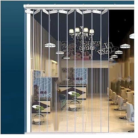 SYFXZZDS Tende a Strisce in PVC Pieghevole Scorrevole Tenda for Porte Commerciale Tenda a Strisce Verticali for Magazzino, Fabbriche, Cancello for Garage(150x350cm/59.1x137.8in)