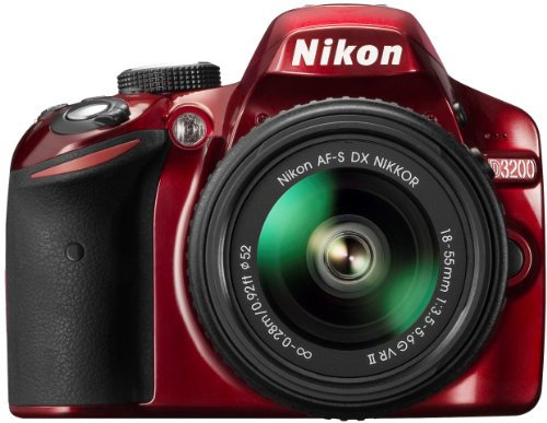 Nikon D3200 Digital SLR with 18-55mm VR II Lens Kit - Red (24.2 MP) 3.0 inch LCD (Renewed)