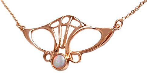 Collier 925er-Silber rosévergoldet glänzend mit Opal Nostalgie Romantik Schmuck mit Ringverschluss - made in Germany! plus Geschenkbox
