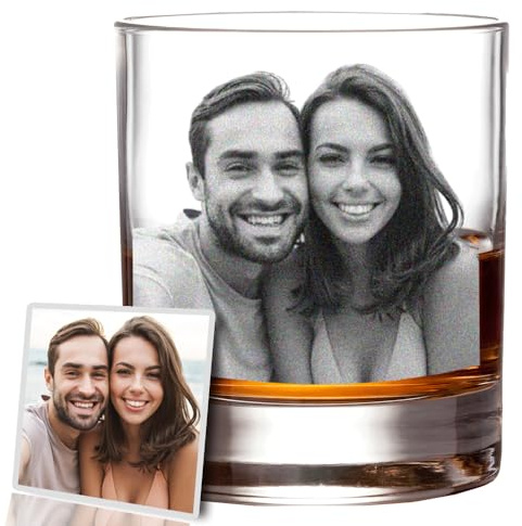 LLLGSH Vaso de Whisky con Grabado Personalizado - Vaso Cristal Grabado - Regalo del día del Abuelo, Regalo del día del Padre, Vintage