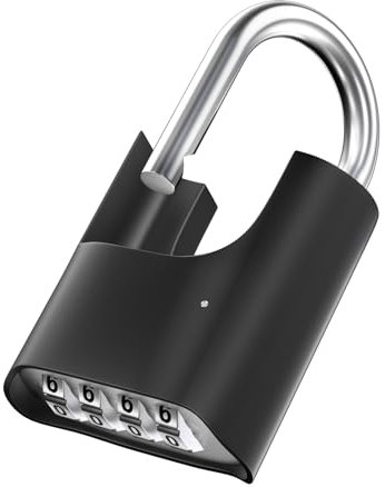 ZHEGE Heavy Duty Combination Padlock Outdoor, 4 Digit Padlocks with Code, Large Padlock with Anti-Attack Design, Weatherproof Combination Lock for Shed, Garage, Gate, Fence (Black)