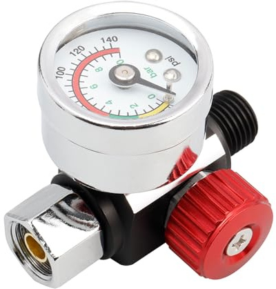 Bestgle 1/4 Spray Paint Gun Air Pressure Regulator, Air Regulating Valve Regulator with Pressure Gauge for Spray Gun and Pneumatic Tools
