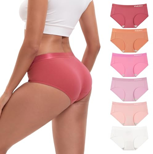 INNERSY Culotte Coton pour Femme Stretch Slip Sport Taille Basse Shorty Adolescente Fille Lot de 6 (M, Multicolore Girly)