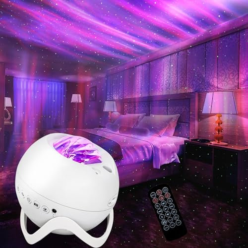 Star Projector, Galaxy Projector with Bluetooth Speaker, Remote Control, Timer, 360° Panorama, Bedroom Lights, 8 White Noise Night Lights for Party, Living Room and Other Decoration