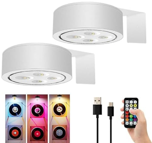 2 Stück Magnetisches Mallicht mit 13 Beleuchtungsmodi, Kabellos Bildbeleuchtung, Drahtlose Malerei Licht mit Fernbedienung &Timer, Wiederaufladbar Wandkunst Licht für Malerei, Bilderrahmen (Weiß)
