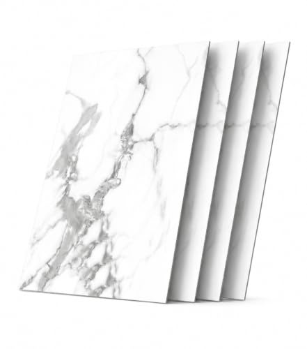 WANEELL 3D PVC Wandpaneele Marmoroptik – 4 Stück 120×60 cm – wasserfeste Wandverkleidung für Bad, Küche, Wohnbereich, Büro & Hobbyraum – einfache Montage ohne Bohren- Arctic Touch