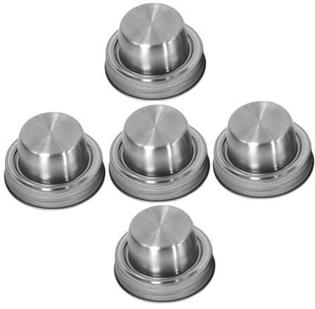 MUCKLILY 5pcs Jar Shaker Lids Stainless Steel Jar Lids for Cocktail Shaker Use Spice