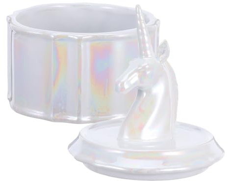 Zerodeko Boîte à Bijoux Licorne Porcelaine Organisateur de Bijoux Élégant pour Colliers Boucles Oreilles et Anneaux pour Décoration de Bureau et Anniversaire