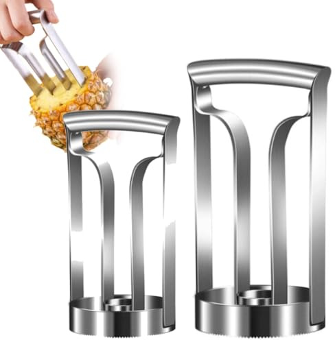 2Pcs Pineapple Corer Slicer,Large Stainless Steel Pineapple Corer Peeler,Pineapple Cutter Fruit Tool Easy Kitchen Tool,Fruit Peeler Corer Slicer Cutter With Sharp Blade,for Easy Core Removal Peeling