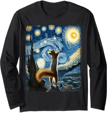 Chemise écureuil Artistique Van Gogh Nuit étoilée écureuil Manche Longue