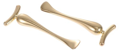 Healvian Tiges de Massage Yeux en Alliage de Zinc Doré, 2 Pièces, Confortables à Utiliser, pour Soins Visage Femme et Application de Crème Contour des Yeux