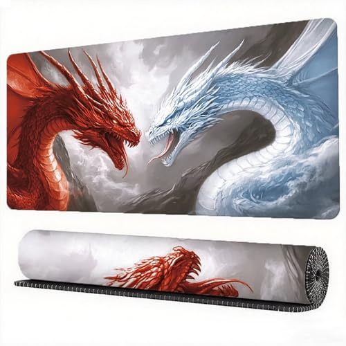 Animal Mouse Mat XXL 63x31.5x0.12 inch Large Gaming Mouse Pad Dragon Desk Mat Stitched Edges, Washable Japanese Mousepad with Anti-Slip Rubber Base Computers Desk Pad for Laptop Office Decor, Model530